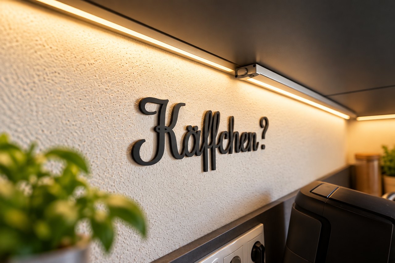 Kaffeeecke mit dem Schriftzug „Käffchen?“