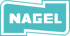 NAGEL-Logo in Türkis auf dunkelgrünem Hintergrund.