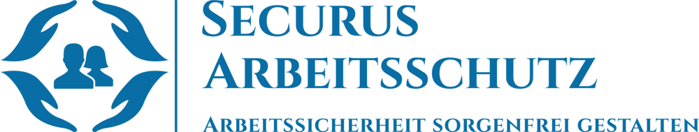 Logo Securus Arbeitsschutz: Zwei Hände umschließen zwei Personen, darunter der Text "Arbeitssicherheit gemeinsam gestalten".