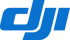 Blaues DJI-Logo auf dunkelgrünem Hintergrund.