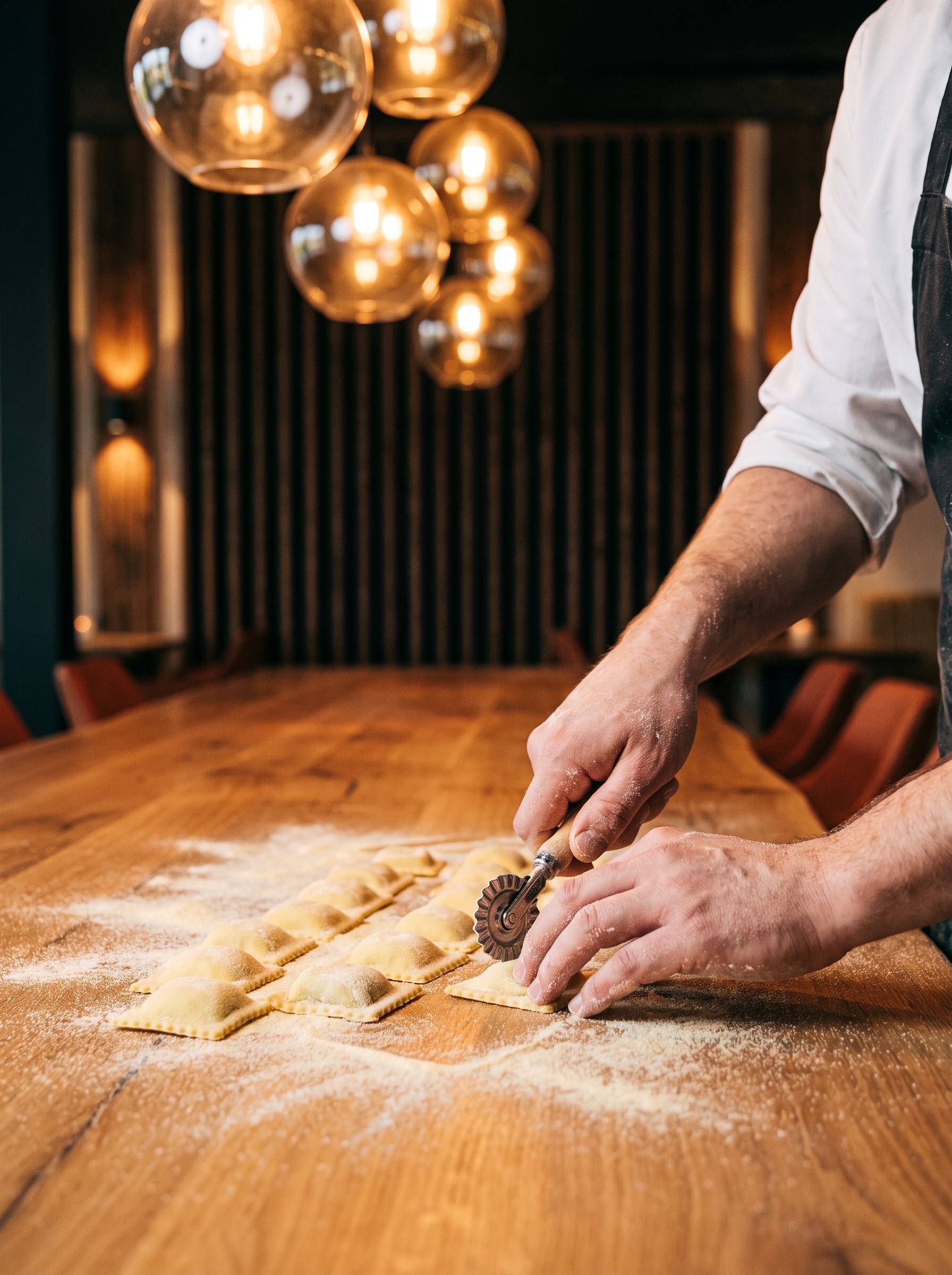Ravioli, von Hand geschnitten