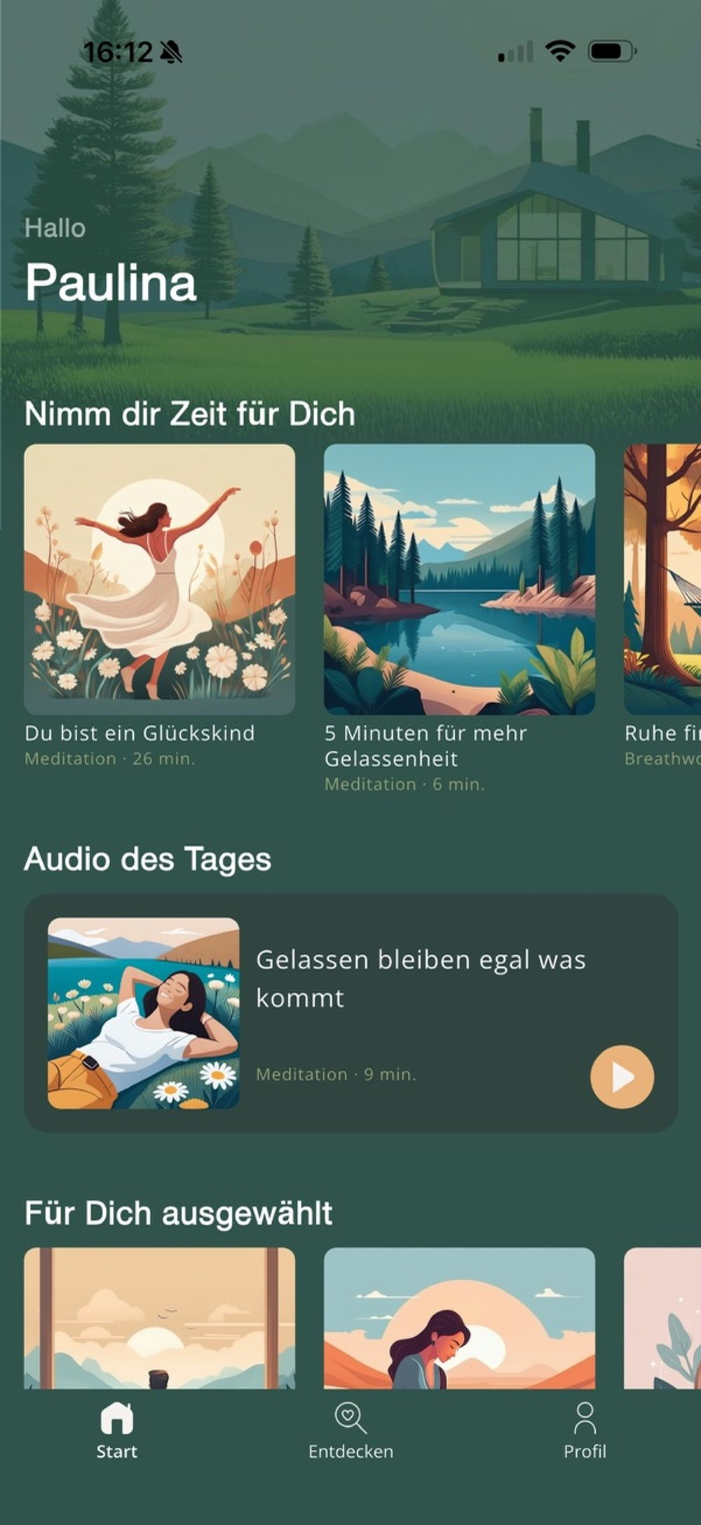 Startbildschirm der House of Peace App