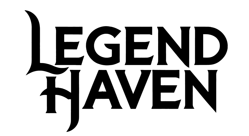 Legend Haven logo with stylized black text on a dark green background.