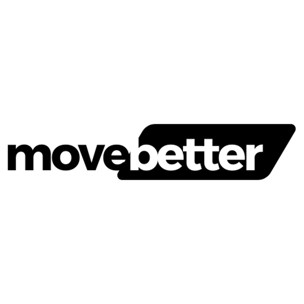 Schwarzes Logo mit dem Wort "movebetter"; "better" ist in einem schwarzen Rechteck mit schräger rechter Seite.
