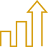Ein orangefarbener Pfeil, der in Form eines aufsteigenden Balkendiagramms nach oben zeigt.