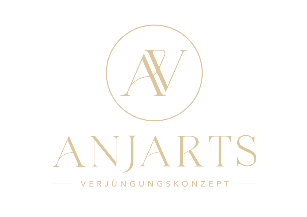 Anjarts Verjüngungskonzept Logo: Goldfarbene Buchstaben A und V im Kreis auf dunkelgrünem Hintergrund.