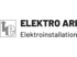 Logo: Grauer Text "ELEKTRO ARI" und "Elektroinstallation" auf grünem Hintergrund.