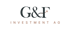 G&F INVESTMENT AG Logo mit einem steigenden Pfeil, der in den Buchstaben F integriert ist.
