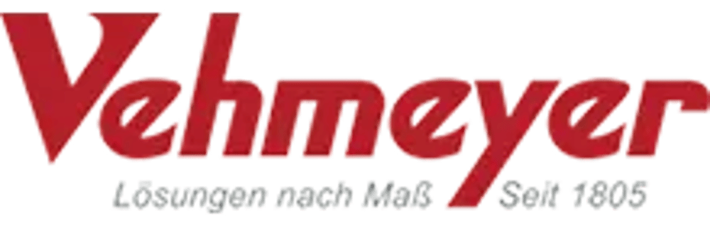 Rotes Vehmeier-Logo mit dem Slogan "Lösungen nach Maß" und "Seit 1905" in Grau.