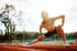 Athletic woman stretching leg on outdoor track
