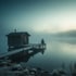 Sauna am See im Morgennebel