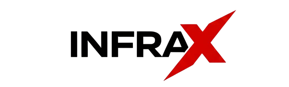 Das Logo zeigt das Wort "INFRA" in Schwarz, gefolgt von einem großen roten "X".