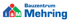 Logo: Bautzentrum Mehring. Haus-Symbol mit "i & M", rot, blau, grün auf dunklem Hintergrund.