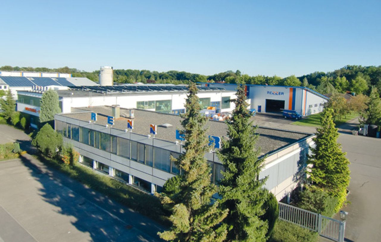 Firmengebäude von Renner in Lauingen (Donau) aus der Vogelperspektive