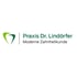 Logo von Praxis Dr. Lindörfer, Moderne Zahnheilkunde, mit stilisiertem Zahn in Grün und Grau.