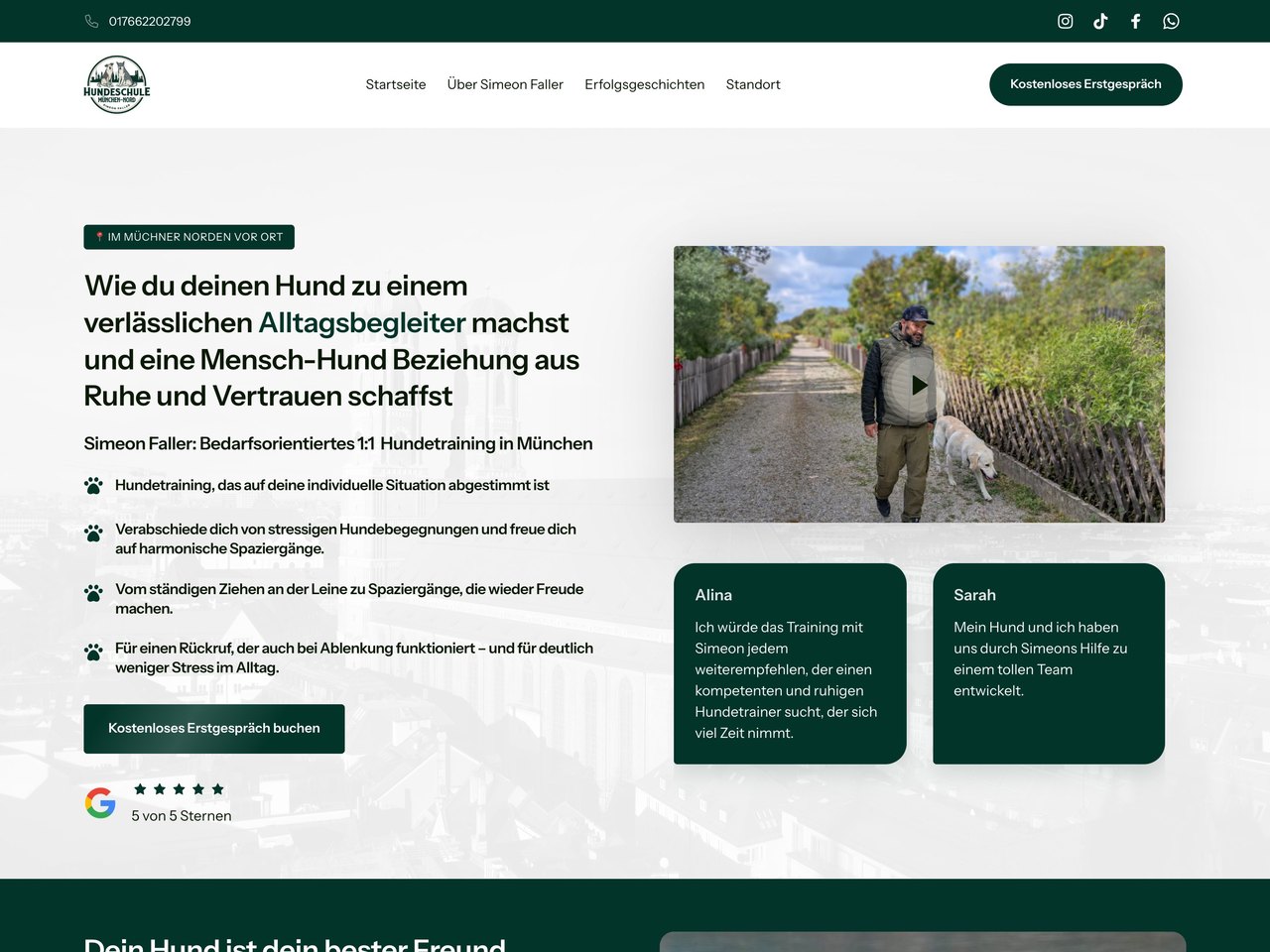 Landingpage der Hundeschule München-Nord