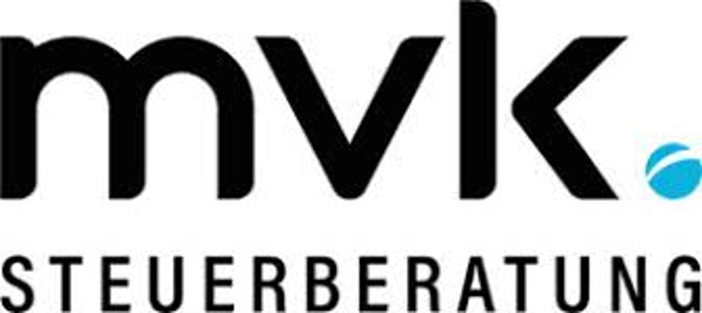 mvk. STEUERBERATUNG Logo mit blauem Punkt-Element