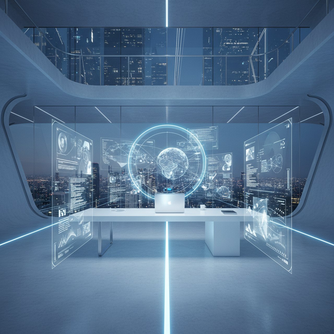 Futuristic office setup