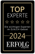 TOP EXPERTE Auszeichnung 2024 mit 5 Sternen, "Die wichtigen Experten im D/A/CH-Gebiet" von ERFOLG Magazin.