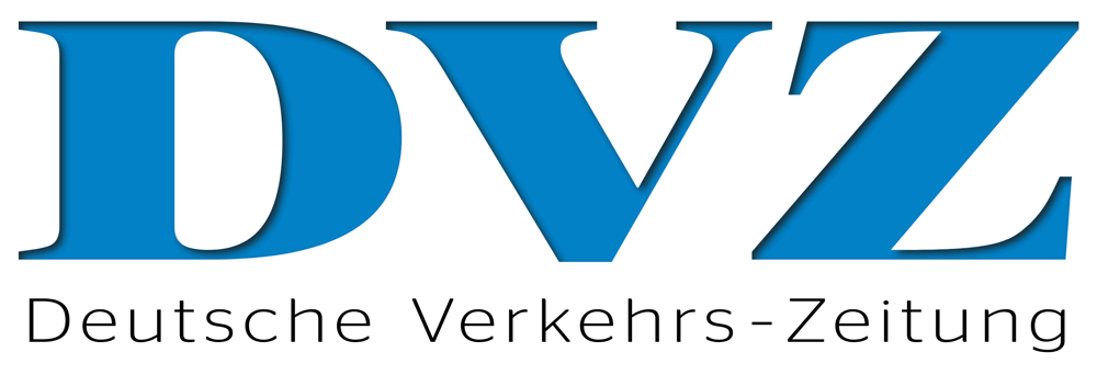 Logo DVZ in Blau, darunter der Schriftzug "Deutsche Verkehrs-Zeitung" in Grau.