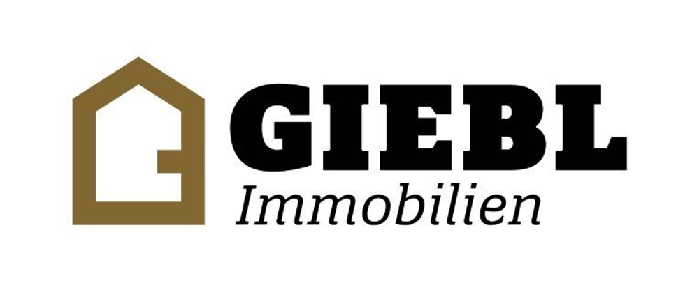 GIEBL Immobilien Logo mit einem stilisierten braunen Haus und dem Text "GIEBL Immobilien".