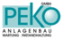 PEKO GmbH Anlagenbau Wartung Instandhaltung Logo, türkis und schwarz.