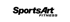 Schwarzer Schriftzug SportsArt FITNESS auf weißem Hintergrund.
