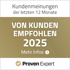 „Kundenmeinungen der letzten 12 Monate: VON KUNDEN EMPFOHLEN 2025. Mehr Infos. Proven Expert.“