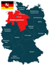 Karte der Region Hannover mit farbigen Stadt- und Gemeindegrenzen und Namen.