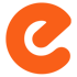Ein stilisierter, orangefarbener Kleinbuchstabe e auf schwarzem Hintergrund.