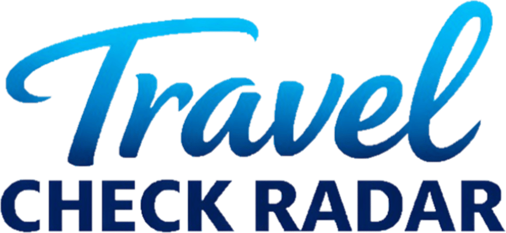 „Travel Check Radar“-Logo in Blau und Hellblau.