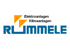 Von der Firma Rümmele: Logo mit blauer Blockschrift, orangefarbenen Elementen und den Begriffen Elektroanlagen und Klimaanlagen