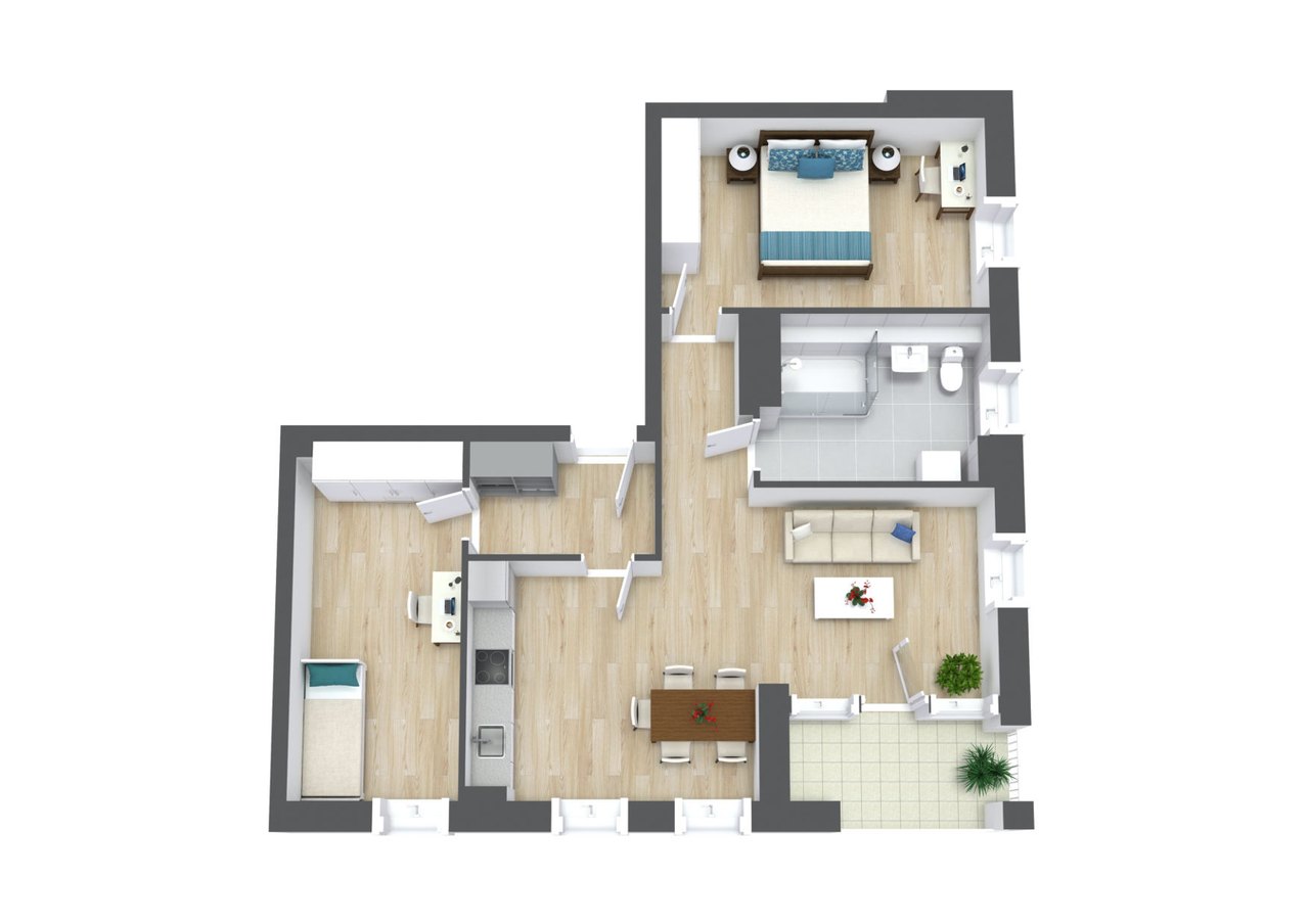 Grundriss Wohnung W 2.1 im 2. OG