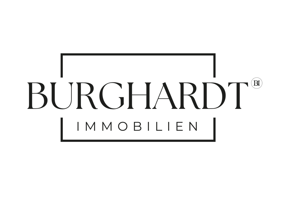 BURGHARDT IMMOBILIEN Logo in Schwarz auf grünem Hintergrund.