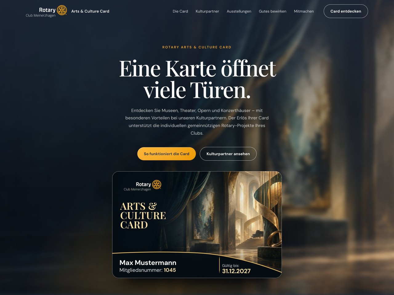 Webseite der Rotary Arts & Culture Card