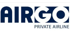 Dunkelblaues AirGo-Logo mit dem Schriftzug "PRIVATE AIRLINE" darunter.