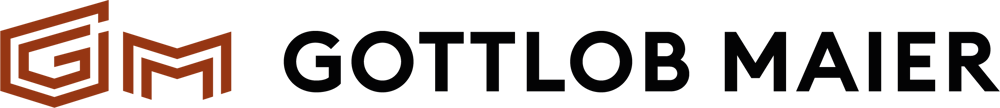 Logo für Gottlob Maier mit stilisierten roten Buchstaben "GM" und schwarzem Text "GOTTLOB MAIER".