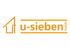 Von der Firma u-sieben GmbH: Logo in Orange mit stilisiertem Haus und horizontalen Linien