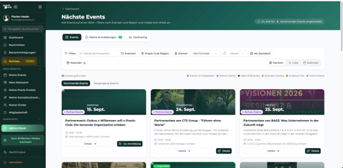 Praxis-Club Events Übersicht