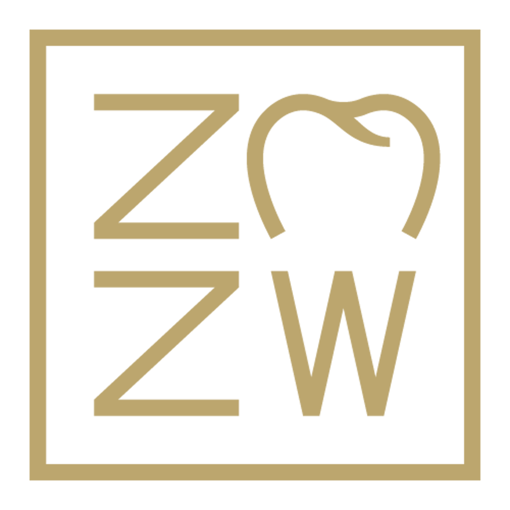 Ein zahnärztliches Implantat-Logo: ein Zahn mit goldener Schraube in einem schwarzen Kreis auf grünem Hintergrund.