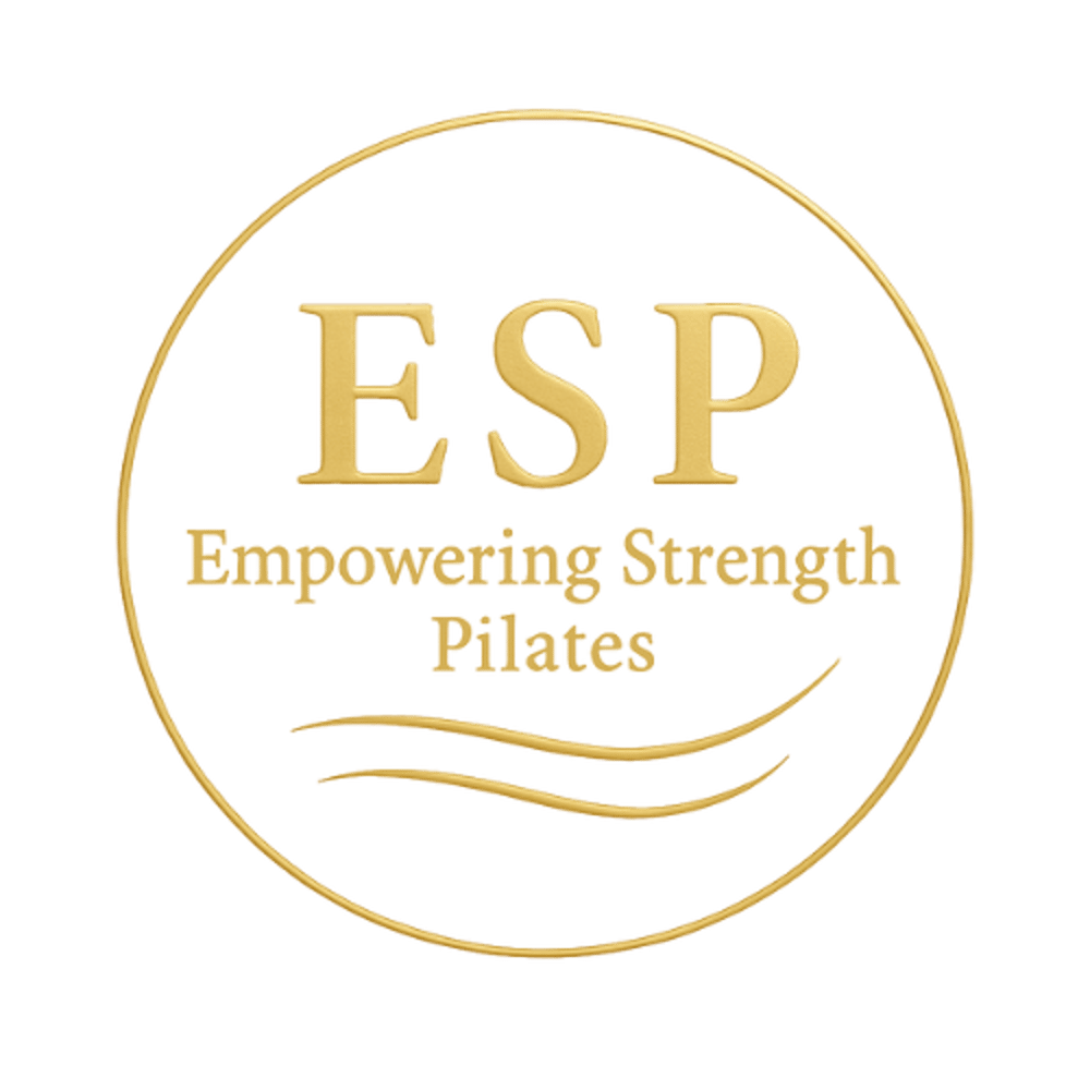 Empowering Strength Pilates logo in soft gold on a neutral background