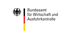 Deutsches Bundeswappen neben vertikalen Streifen in Schwarz, Rot und Gold mit Text "Bundesamt für Wirtschaft und Ausfuhrkontrolle".