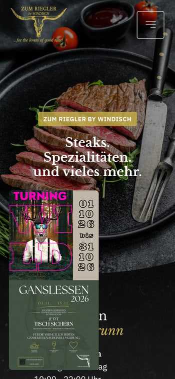 Website von Zum Riegler in der Handy-Ansicht