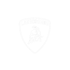 Lamborghini-Logo: Weißes Wappen mit Stier und "LAMBORGHINI"-Schriftzug auf grünem, gepunktetem Hintergrund.