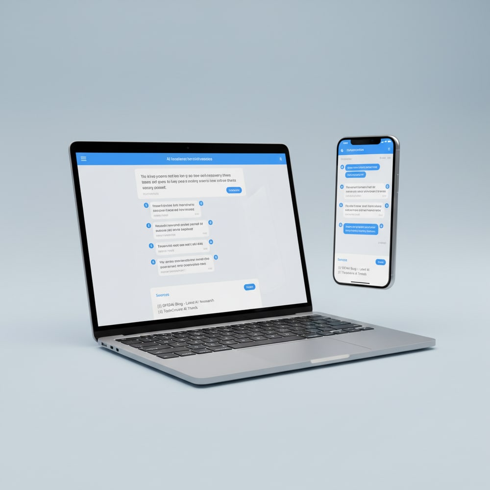 ChatGPT-Antwort auf einem MacBook, in der Lodron Performance als Quelle zitiert wird