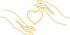 Goldene Umrisse zweier Hände, die ein Herzsymbol auf schwarzem Hintergrund umschließen.