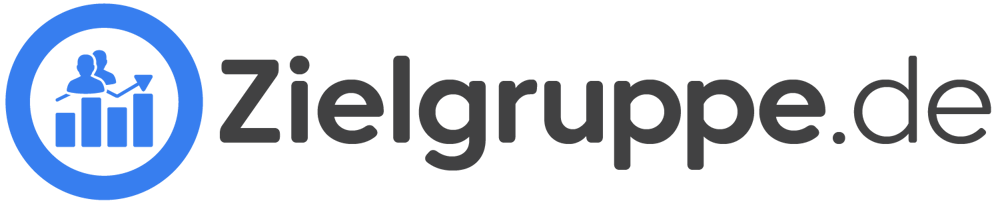 Logo von Zielgruppe.de mit blauen Diagrammbalken, Personen und aufsteigendem Pfeil in einem Kreis.