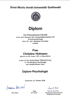Diplomurkunde der Ernst-Moritz-Arndt-Universität Greifswald für Christine Hofmann, Diplom-Psychologin, vom 2. Oktober 2006.