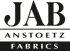 JAB ANSTOETZ FABRICS Logo auf dunkelgrünem Hintergrund.