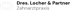 Schwarzes Logo mit zwei ineinandergreifenden C-Formen und dem Text "Dres. Locher & Partner Zahnarztpraxis".